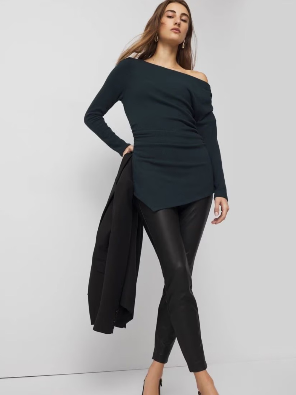 Asymmetrical Rib Snit Top - Picture 2 of 4